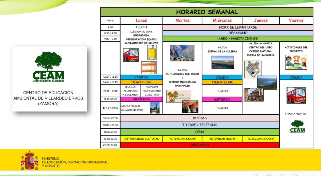 Programación estancia Villardeciervos. Programación estancia Villardeciervos.